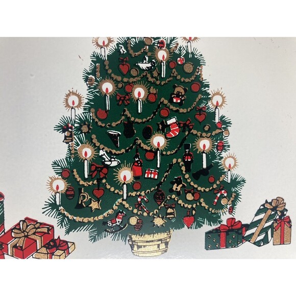 Vintage Lacquerware 3 Tray Christmas MCM Tree Angel Presents Candles Gold Japan - Picture 4 of 12